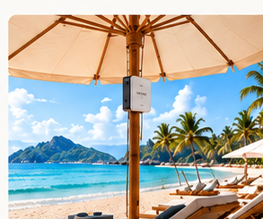 SUNVEX charging system at a beach resort